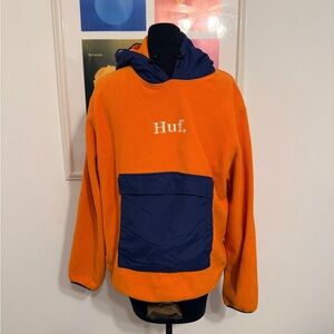 HUF Bold Orange Hoodie with Blue Pocket